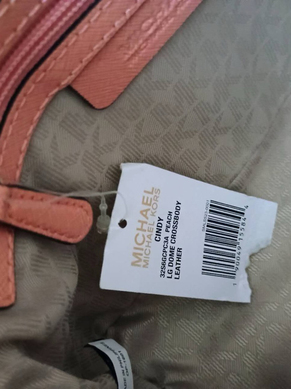 NWT Michael Kors Cindy Dome Leather Crossbody Peach - Picture 10 of 16